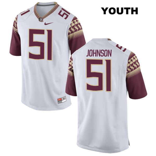Youth NCAA Nike Florida State Seminoles #51 Baveon Johnson College White Stitched Authentic Football Jersey VGY5669XC